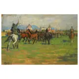 Luigi Gioli, Butteri On Horseback, oil on canvas