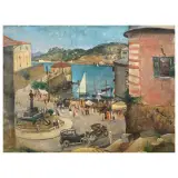 Contardo Barbieri, Scorcio Ligure, oil on canvas