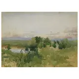 Enrico Coleman, Roman Campagna, watercolor on paper