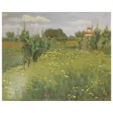 Giorgio Kienerk, Wildflowers, oil on cardboard canvas