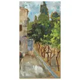 Ulvi Liegi, Streetscape, oil on plywood