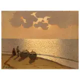 Giovanni Lomi, Seascape, oil on masonite