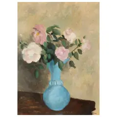 Vase Of Roses by Guido Peyron, oil on panel, offered Oct 2024
