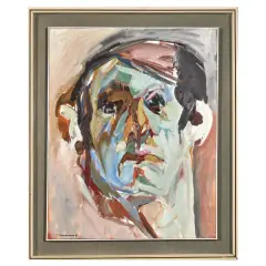 Jean Lamouroux, Man's portrait 1967, oil on canvas