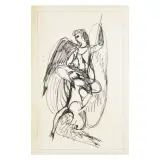 Gio Ponti, Untitled, Angels n.3 black marker on tissue paper
