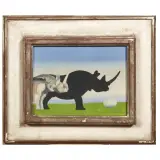 Giorgio Bonelli, Rhinos' egg, acrylic on canvas