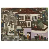 Oya Zaim Katoglu, Alte Gasse mit Mausoleum 1973, oil on canvas