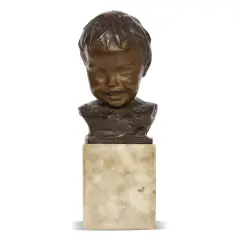 Head Of A Child by Bernardo Balestrieri, bronze, offered Jun 2024