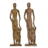 Bruno Innocenti, a) MOTHER AND CHILD, plaster stained to simulate bronze