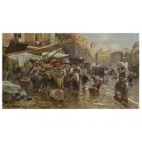 Franz Theodor Aerni, Market In Porta Capuana, Naples, oil on canvas