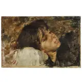 Vincenzo Irolli, Young Girl Reclining Against A Pillow, oil on canvas