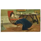 Eugenio Cecconi, Woman Reading, oil on canvas