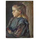 Piero Marussig, Portrait Of A Little Girl, oil on cardboard