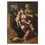The Holy Family With Saint John by fine sec. Xvi Artista senese, offered May 2024