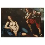 Giovanni Bilivert, Dafni Admiring Cloe Asleep, oil on canvas