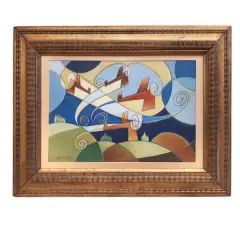 Achille Boni, Aeropittura, oil on board