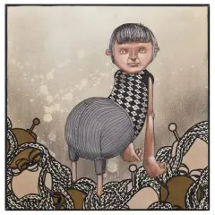 Woman with checked dress 2008 by Pixel Pancho, acrylic on canvas, offered Apr 2024