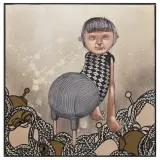 Pixel Pancho, Woman with checked dress 2008, acrylic on canvas