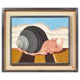 Alexis Keunen, Rhino - Chiocciola 1974, acrylic on board