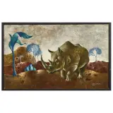 Helmut Heuberger, Rinoceronte 1973, oil on masonite