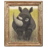 Piero Gnesi, Rinoceronte africano 1969, oil on canvas
