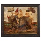 Marc Davet, La Macchinarhino, oil on canvas