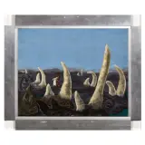 Artür Harfaux, Cavalcata di rinoceronte 1973, oil on masonite