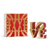 Robert Indiana, Untitled, Love Red Gold painted polystone