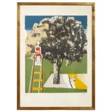 Franco Gentilini, Girl and tree, lithograph