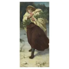 Enrico Fanfani, Girl Carrying Holly, oil on canvas