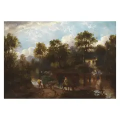 River Landscape With Framers by Giovan Battista Bassi, offered Mar 2024