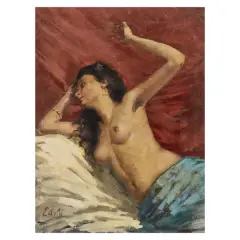 Eliseo Sala, Female Nude, canvas board
