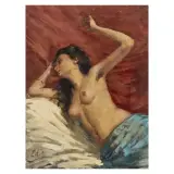 Eliseo Sala, Female Nude, canvas board