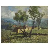 Carlo Barbieri, Countryside Near Broni, oil on plywood