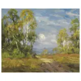 Gigi Comolli, Countryside Path, mixed media on paper laid down on paper
