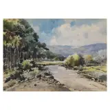 Giovan Battista Zaccaria, Landscape, watercolor on cardboard