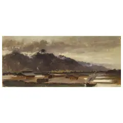 Pietro Sassi, At The Lake Geneva, oil on canvas