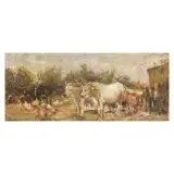 Cesare Ciani, Bullock Cart, oil on cardboard