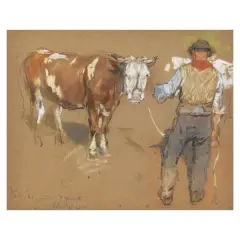 Study For "The Market" by Silvio Bicchi, pastel on cardboard, offered Mar 2024