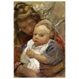 Cesare Ciani, Motherhood, oil on cardboard