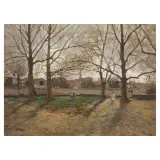 Attilio Pratella, In The Park, oil on panel