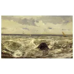 Pompeo Mariani, Seascape, oil on panel