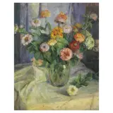 Antonio Piatti, Flowers Pot, oil on canvas