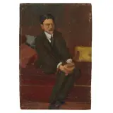 Oscar Ghiglia, Sitting Male Portrait, oil on panel