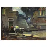 Chats With Sailors by Renato Natali, oil on plywood, offered Mar 2024