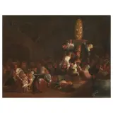 Faustino Bocchi, The Greasy Pole, oil on canvas