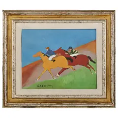 Giuseppe Cesetti, Cavalli e fantini, oil on canvas