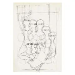 Figures by Gio Ponti, pencil on tissue paper, offered Feb 2024
