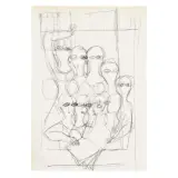 Gio Ponti, Figures, pencil on tissue paper