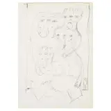 Gio Ponti, Pair of figures, pencil on tissue paper